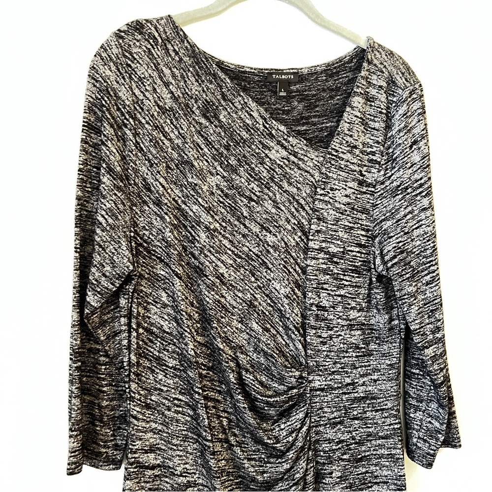 Talbots Gray and Black Sheath Dress with Asymmetrical Neckline - Picture 3 of 9